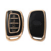 Keycare TPU Key Cover Compatible for Alcazar and Creta 2021 4 Button Smart Key | TP67 Gold Black